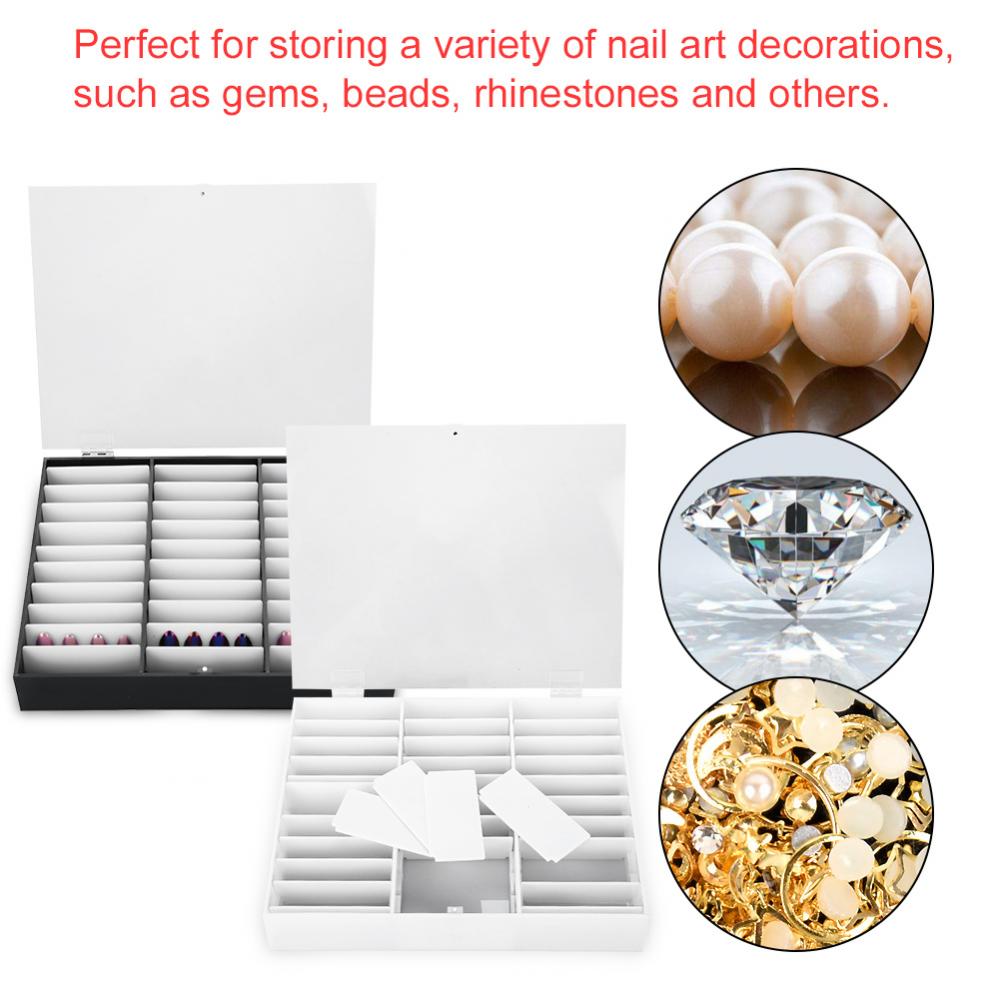 

33 grids Empty Nail Tip Makeup Organizer Storage Box Nail Art Rhinestones Bead Container Fake Display Case Manicure Tool a