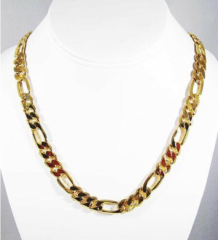 

MENS 8MM 14K GOLD FINISH PREMIUM QUALITY FIGARO LINK CHAIN NECKLACE, Silver