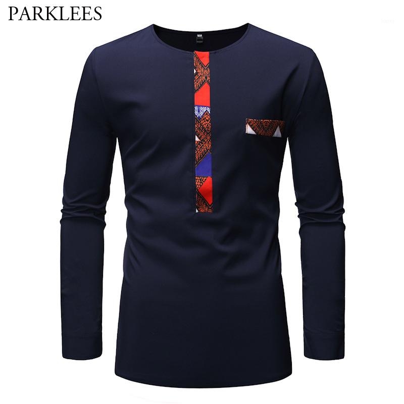 

Fashion African Dashiki Patchwork T Shirt Men 2019 Brand New Slim Fit Long Sleeve T-shirt Men Hip Hop Casual Tops Tees Camiseta1, Black
