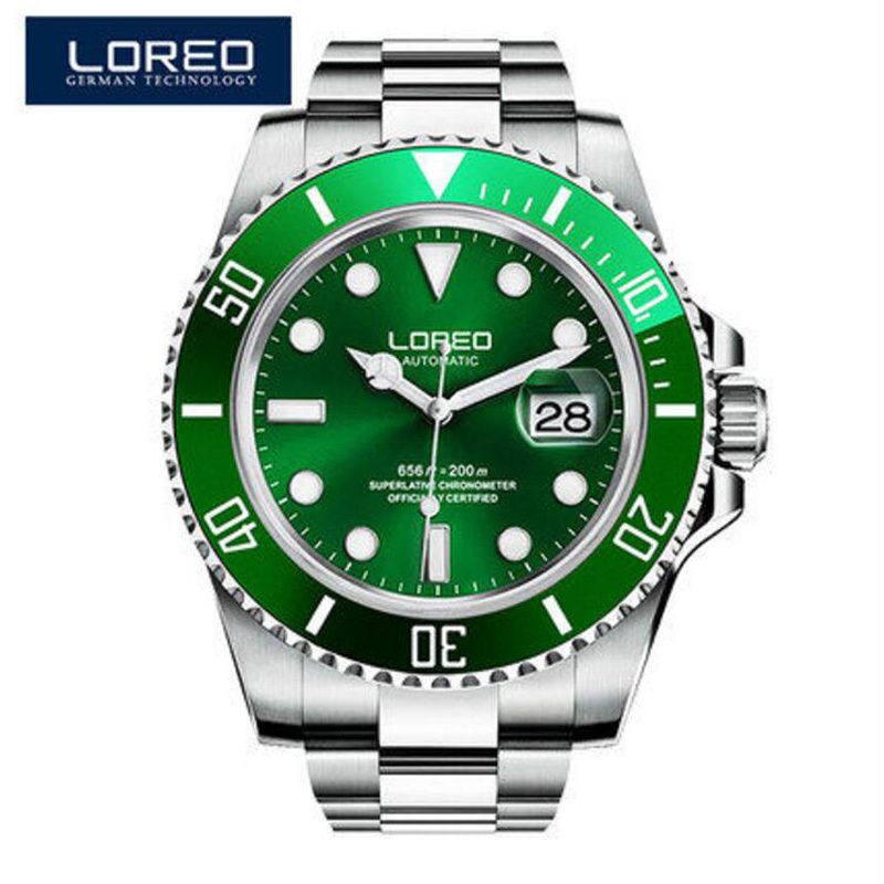 

2019 Men Watches LOREO Sport Waterproof 200M Watch Relogio Masculino Men's Clock Automatic Mechanical Military Army clock CJ191217, Nylon 04