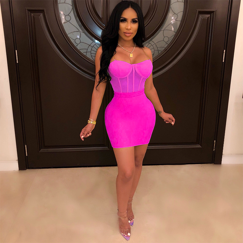 

Womens Designer Skirt Two-piece Sexy Sling Mesh Fashion Lace Solid Color dresses Lady Luxury Sexy Lingerie Women Fashion Dress, Green