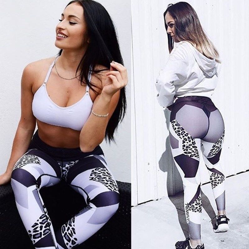 

2020 New Women Yoga Fitness Leggings Running Gym Stretch Sports High Waist Pants Trousers, As pic