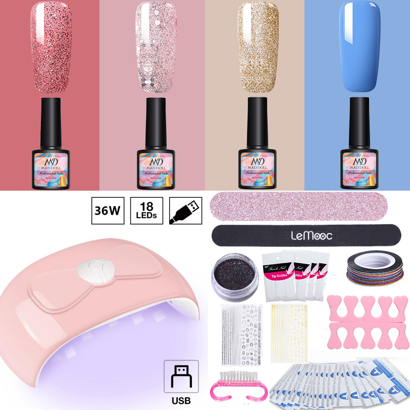 

Nail Kit Manicure Set 36W LED Lamp Dryer With 4 PCS Gel Polish Varnish Set Nail Drill Machine Art Salon Extension Tool