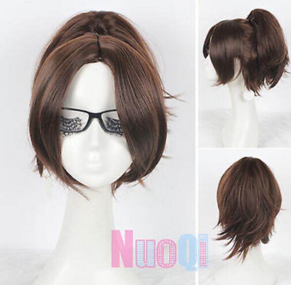 

FREE SHIPPING+ + Shingeki no Kyojin Attack on Titan Hanji Zoe long brown ponytail cosplay wig