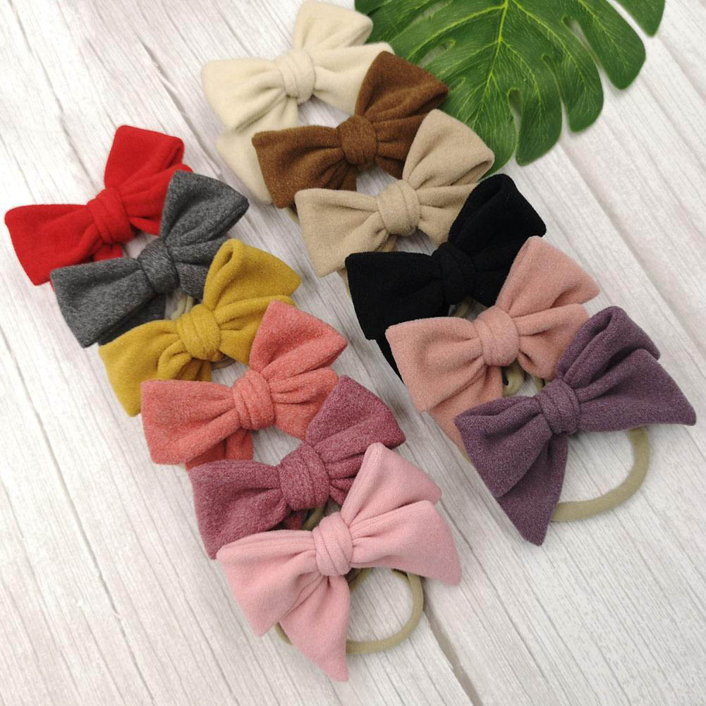 

Baby Girls Bow Headband 12 colors Turban Solid color Elasticity Hair Accessories fashion Kids Hair Bow Boutique bow-knot Hair Band, Multi-color