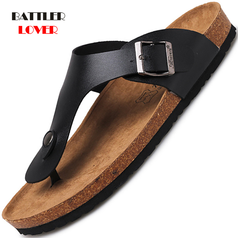 

Summer Men Cork Slippers PU Leather Men's Sandals Fashion Flip Flops for Men Mule Slippers Footwear Cow Leather Cow Suede, 100 pcs choose this