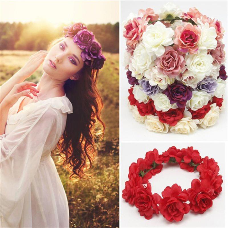 

Wedding Accessories Red Rose Hairpin Hair Jewelry Ladies Bridal Flower Hair Circle Sombreros de novia Novedzaj kapvestoj
