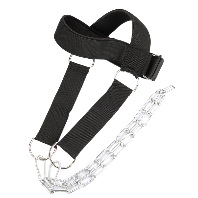 

Fitness Neck Harness with Long Steel Chain for Weight Lifting, Resistance Training,Improve Muscle Strength