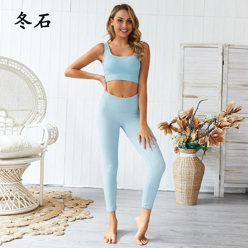 

Yoga Sets Exercise Outfits for Women Ribbed Seamless Sports Bra and Leggings Set Yoga Outfits Running Gym Wear Tracksuits,LF045, Black