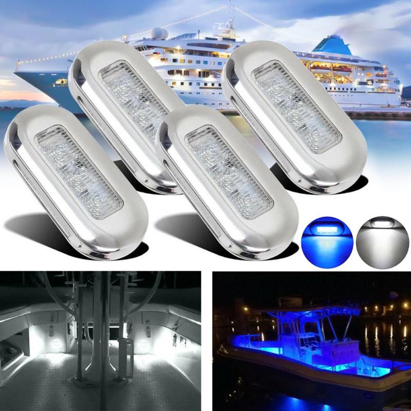 

3 LED 12V Boat Stair Deck Side Marker Light 4Pcs Indicator Turn Signal Lighting Taillights For Marine Yacht RV Campers Trailer, As pic