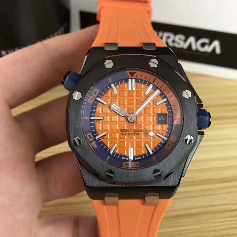 

Free Shopping Hot Selling Luxury Watch Black Stainless Steel Case With Color Rubber Watchband Automatic Mechanical Man Watches, Shipping cost