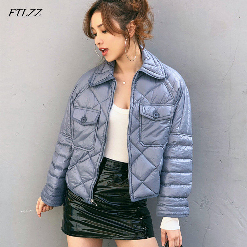 

FTLZZ New Winter Duck Down Jacket Women Short Ultra Light Duck Coat Stand Collar Slim Short Warm Coats Clothes, Black