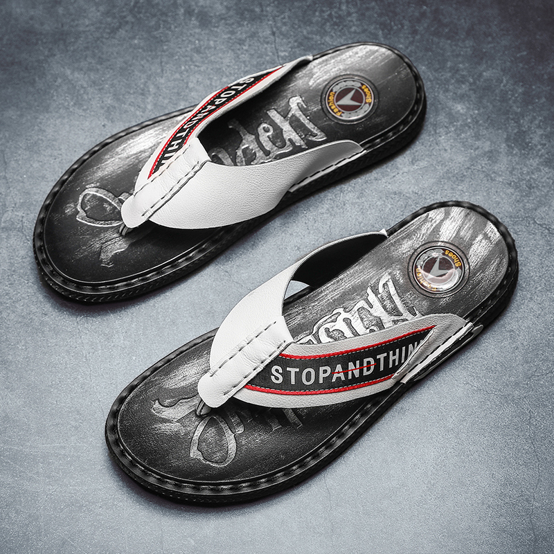 

Flip Flops Men Slipper Leather Slippers Beach Casual Flip Flop Sandals Summer Shoes For Men Fashion High Quality, Mtxy-sf67-black
