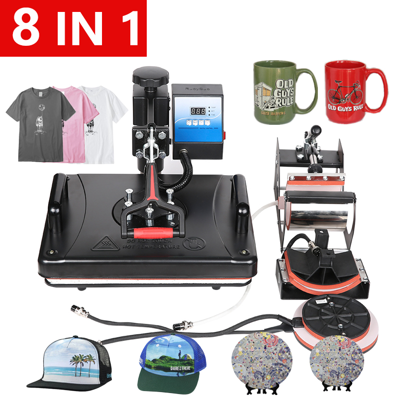 

Free Shipping 12X15 Inch 8 In 1 Sublimation Heat Press Machine For Printing T shirt/Phone Case/Cap/Puzzle