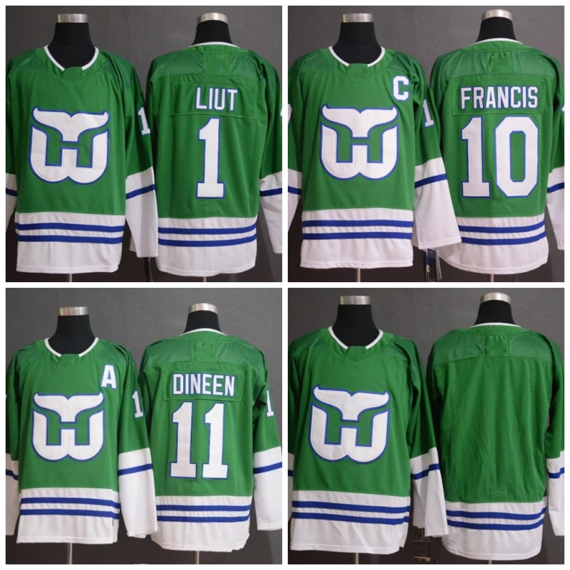 

10 Ron Francis Hartford Whalers 2020 New Style Jersey 26 Ray Ferraro 1 Mike Liut 11 Kevin Dineen TurnBack Uniform Hockey Jersey, As pic