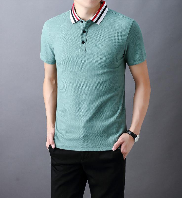 

LX7265 High-end brand men's short-sleeved silky breathable fashion leisure and business perfect combination, Beige