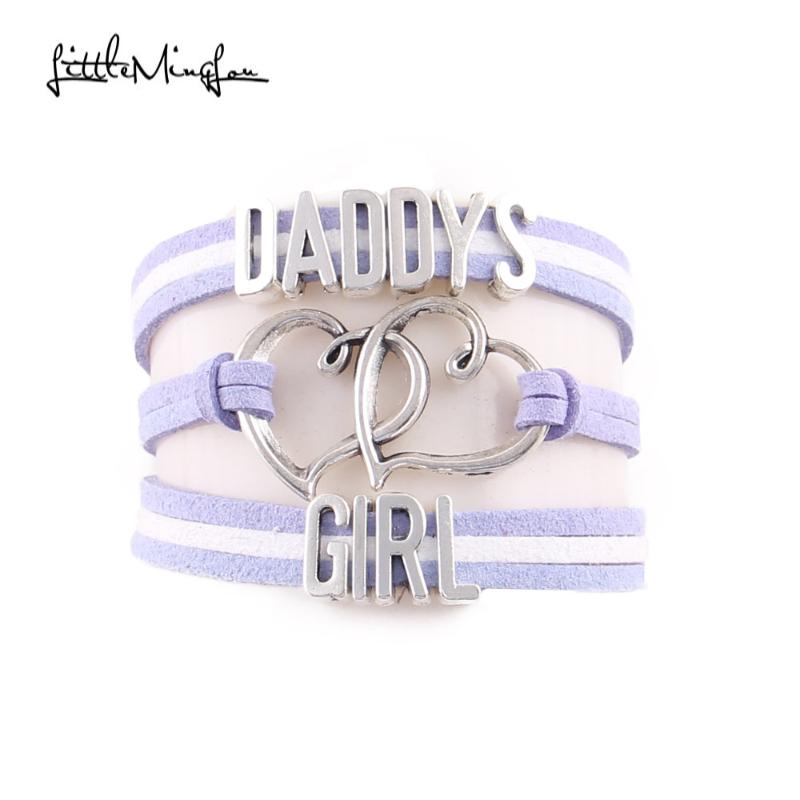

Anklets Little Minglou Daddy's Girl Bracelet Heart Charm Suede Wrap Men Bracelets & Bangles For Women Jewelry Family Gifts Drop