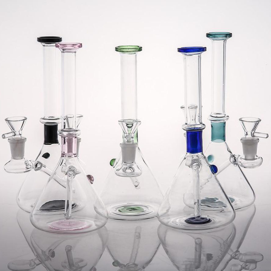 

21cm Tall Glass Bongs Water Pipes Joint 14.4mm Hookahs With Inline Perc Spiral type Recycler Oil Rigs Glass Bongs
