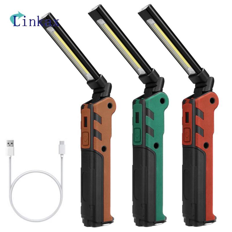 

USB Rechargeable COB Torch Portable LED Work Light Magnetic COB Lanterna Hanging Hook Lamp For Outdoor