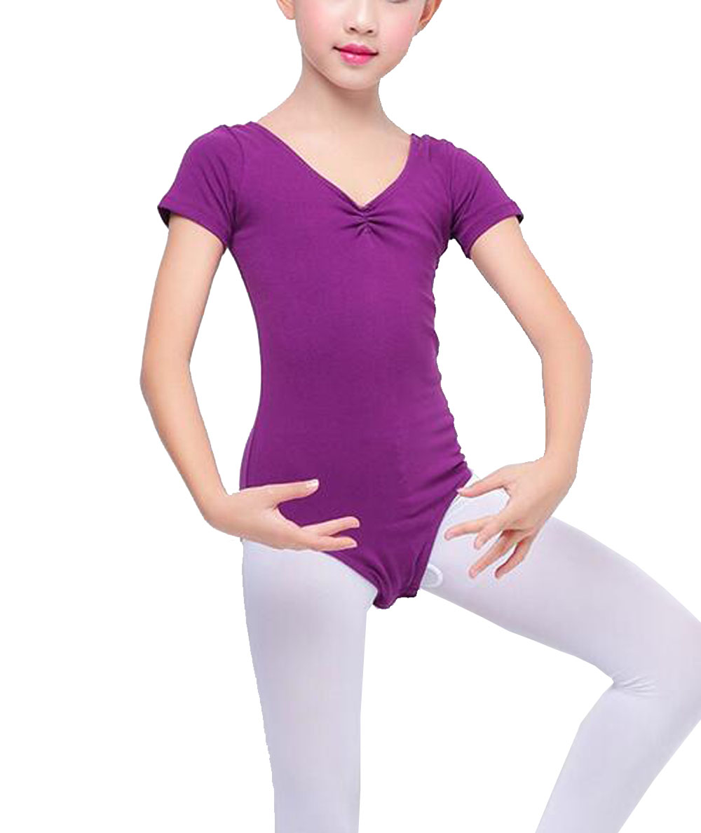 

Ballet Leotard Women Girls Kids Short Sleeve Long Sleeve Bodysuit Open Crotch Sport Gymnastics Dance Clothes Ballet Suit Tracksuit, Ocean blue -short sleeve