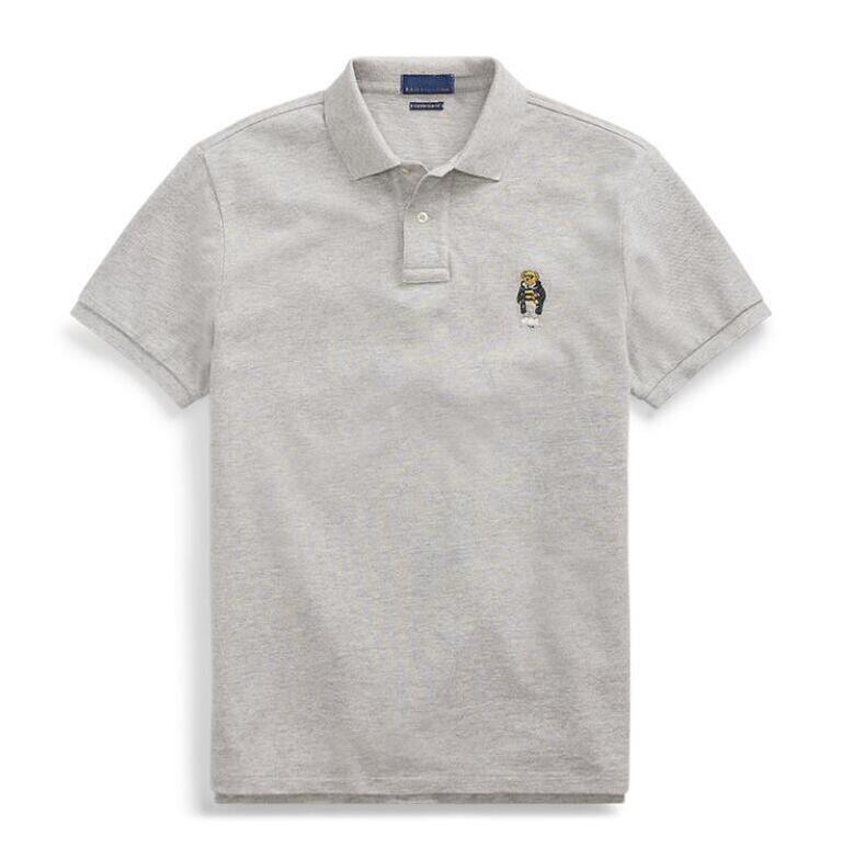 

summer mens design polo shirts piglet embroidery round neck t-shirt casual solid color casual polo t-shirt, White;black