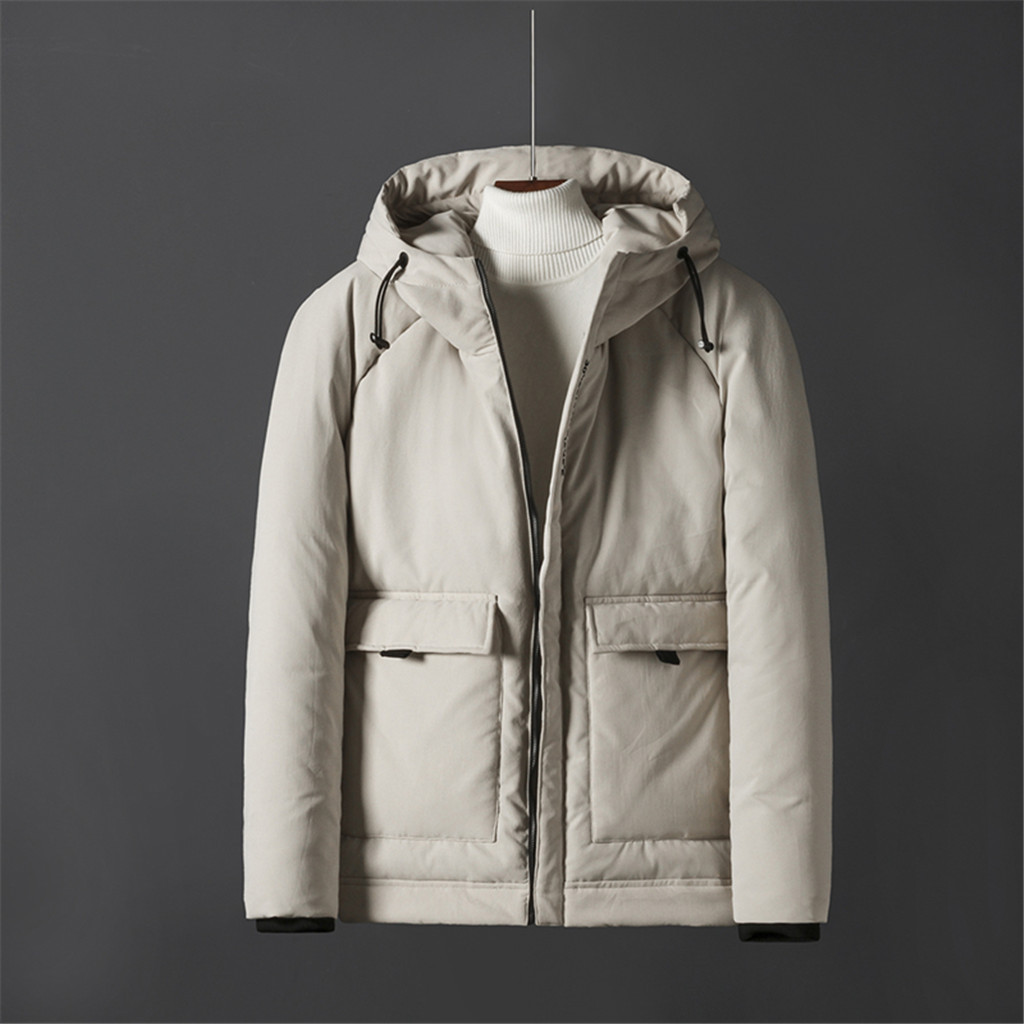 

SAGACE 2019 New Brand Winter Jacket For Men Hooded Coats Casual Solid Color Thick Coat Male Slim Casual Cotton Padded Outerwear, Black