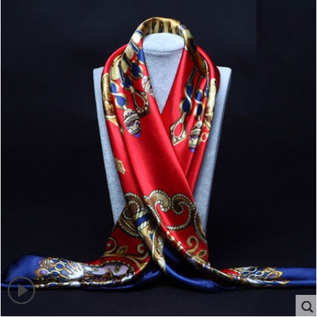 

90cm*90cm 2016 Big Size Silk Square Scarf Women Fashion Brand High Quality Imitated Silk Satin Scarves Polyester Shawl Hijab Brand Design
