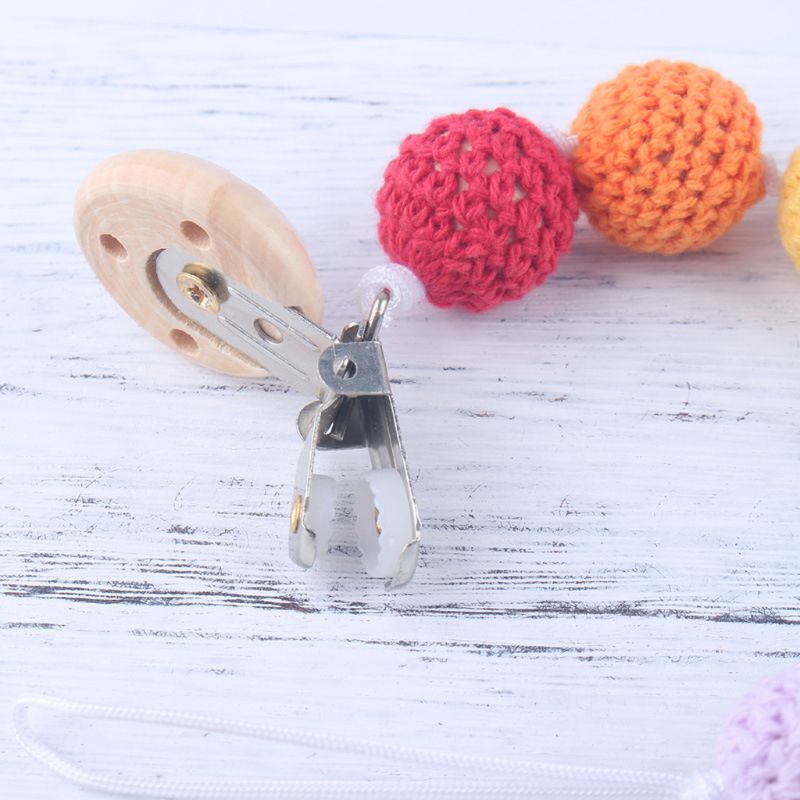 

Baby Pacifier Clip Chain Rainbow Crochet Beads Toy Teether Pacifier Chain Holder P31B