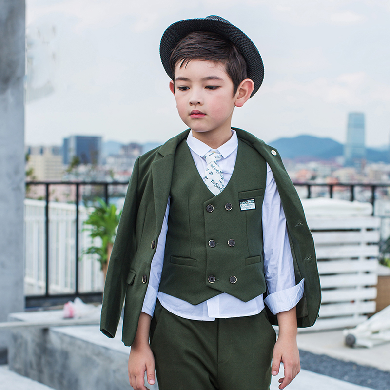

Boys Formal Suits for Weddings England Style Man Child Black Party Tuxedos Boys Formal Suits Blazer+Pants+Vest, Orange