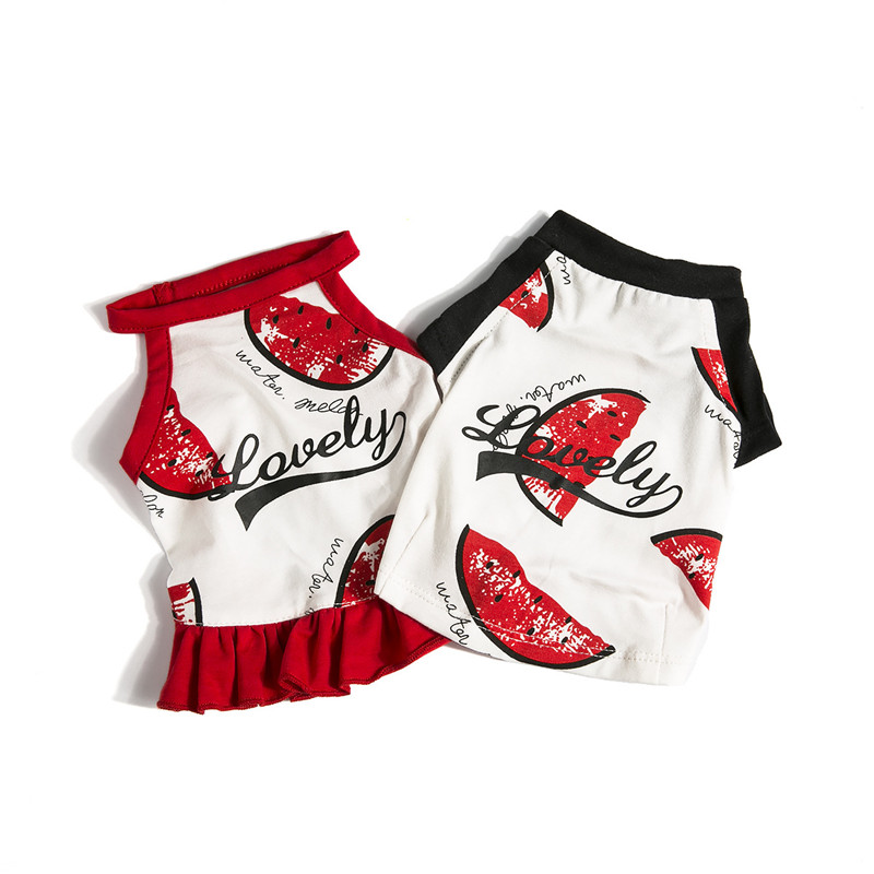 

Pet Dog Clothes Beach Couples Summer Dog Dress for Small Dogs Clothing Breathable Fruit Dress Skirt Pet Vest Chihuahua Yorkie