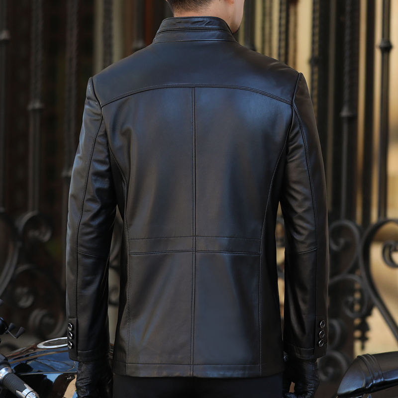 

Men Genuine Spring Jacket Autumn Real Sheepskin Coat Mens Leather Jackets Plus Size Veste Moto Homme BANG29A2948 YY522, Black