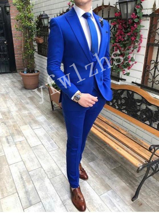

Handsome Groomsmen Peak Lapel Groom Tuxedos Mens Wedding Dress Man Jacket Blazer Prom Dinner 3 Piece Suit(Jacket+Pants+Tie+Vest) B424, Same as image