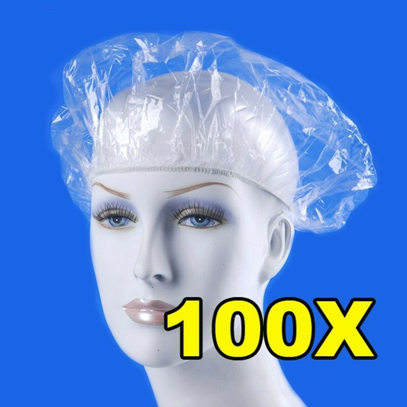

Berets Disposable Hair Net Bouffant Hat Kitchen&&&Worker Non-woven/Plastic 100Pcs Home Shower Bathing Clear Elastic Cap, White plastic