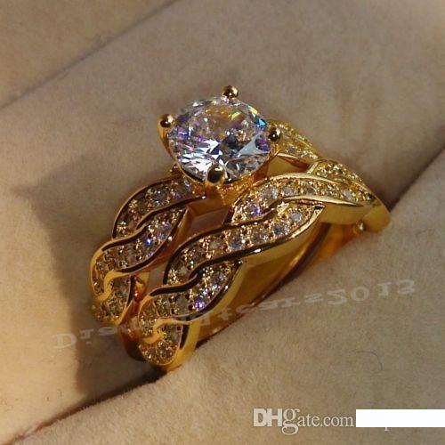 ENGAGEMENT TAILLE PRINCESSE JAUNE TOPAZE Argent 925 rempli cadeau de mariage fille Anneaux