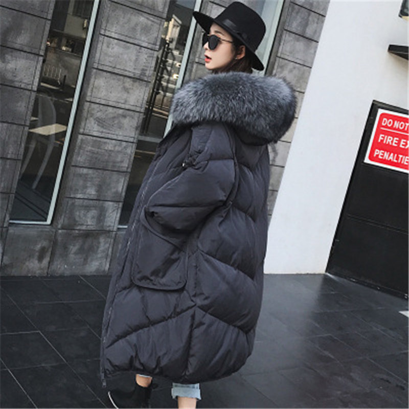 

Factory Wholesale New arrive Female Loose Over the knee Down Jacket Special Discount Thick Down Jacket Women' Long Coat 775, Black
