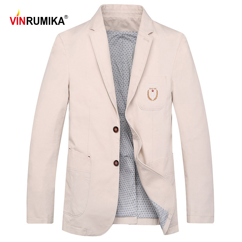 

Five Color 2020 Autumn Men' Fashion Casual Brand Blazer Coats Man Spring 100% Cotton Overalls Blazers Slim Suits Jackets M-4XL, Beige