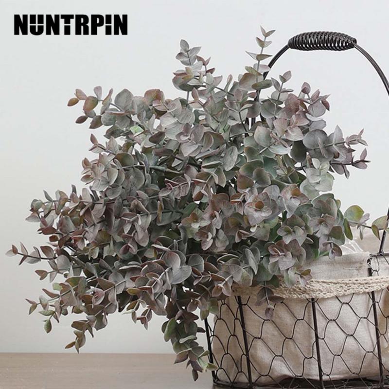

5-branch Artificial Plant Leaf Bouquet Plastic Plant Decoration Wedding Party Fake Leaves, Grey purple