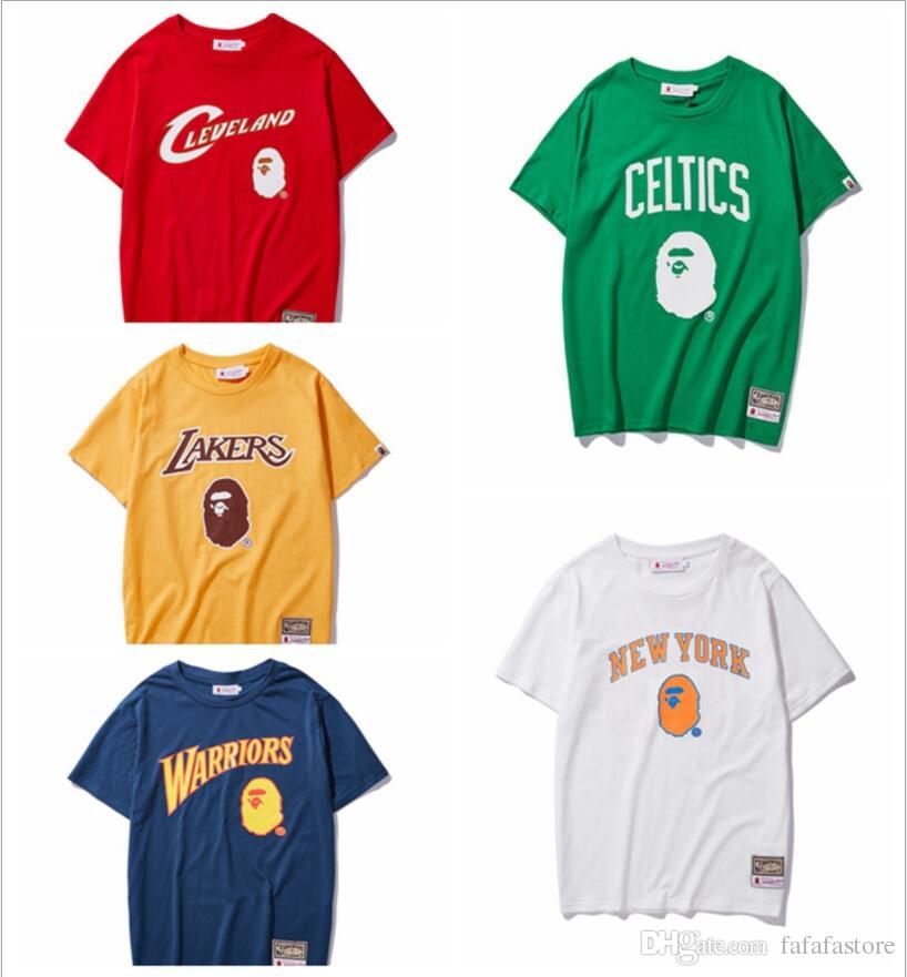 

New 19BAPE A New BATHING 19 APE Laker Warriors Basketball Sports Casual Basketball T-Shirt Tee M-3XL, #5