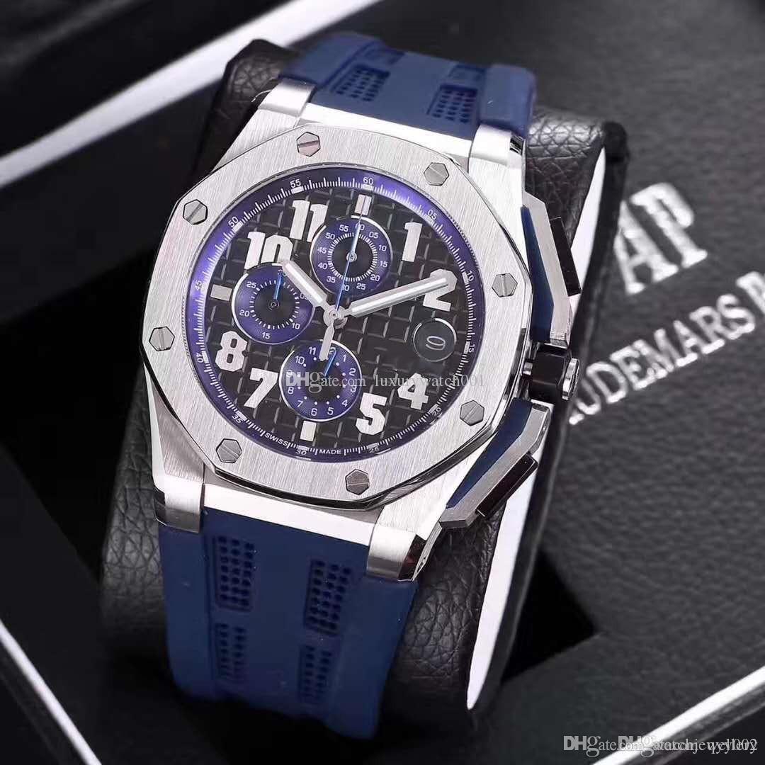 

2021New Arrival Hot sell Men's Multi-Function Quartz Watch VK Timing Quartz Movement Watches Rubber 42mm Mens Quartz Watch 316