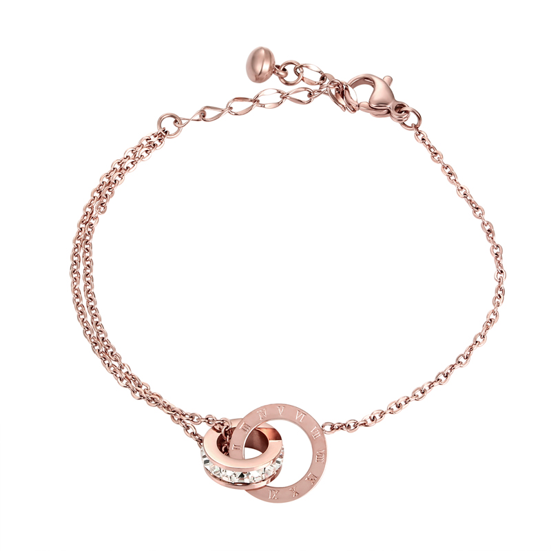 

New top quality beautiful shiny circle crystal Roman numeral circle women's bracelet stainless steel feamle jewelry mulheres