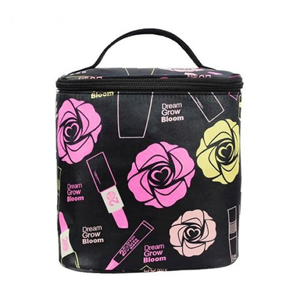 Fashion Women Roses Floral Cosmetic Bag Large Travel Lady Makeup Bag Toiletry Bag Organizer Makeup Cases