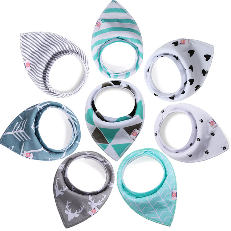 Knit Cotton Colorful Gift Set for Drooling and Teething Baby Bandana Bibs Baby Bandana Drool Bibs-image-459223427