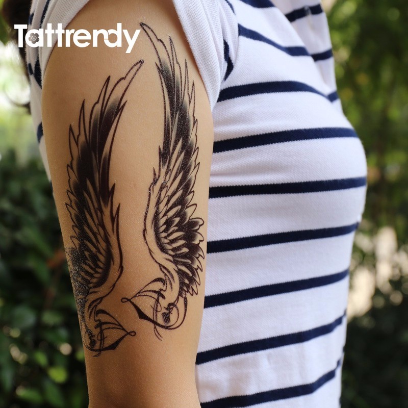 Flash Black Tattoo Waterproof Women Sexy Shoulder Arm Angel Wings Fake Temporary Tattoos Stickers For Men On Body Painting C051 T190711 Flash Black Tattoo Waterproof Women Sexy Shoulder Arm Angel Wings Fake Temporary Tattoos Stickers For Men On Body Painting C051 T190711