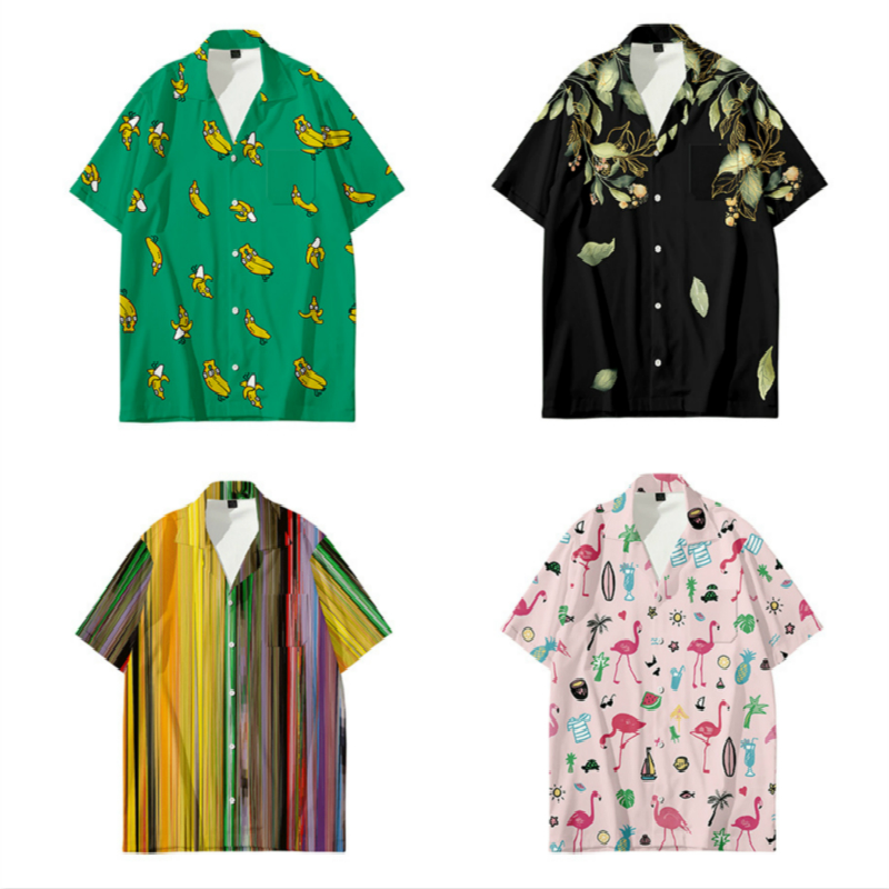 

Hawaiian Beach Men's Top Short SleeveFloral Shirt Short Sleeve Men Loose Plus-size Hip-hop Banana Shirt Men Shortsleeve