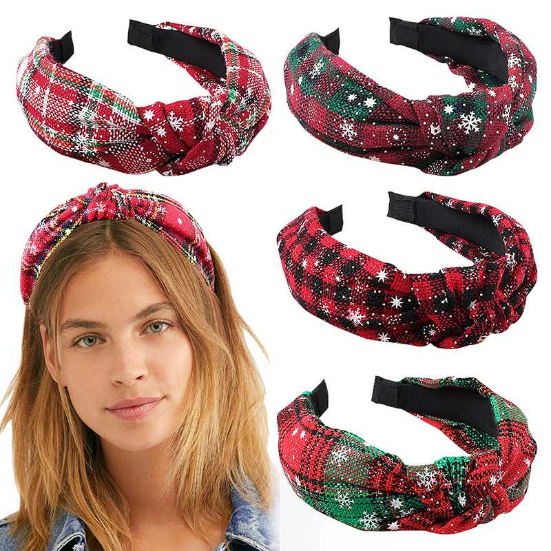 

2020 Sweet Christmas Headband Party Knotted Knitted Hair Hoop Women Girls Cross Wide-Brimmed Head Hoop Turban Hair Accessories