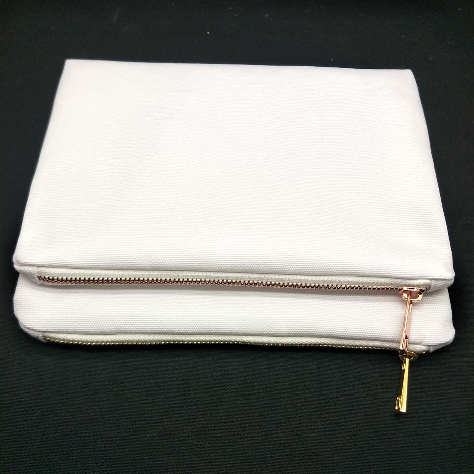 

30pcs/lot 7x10in blank 12oz thick 100%poly canvas makeup bag with rose gold metal zip for sublimation print heat press blank cosmetic bag, Yellow gold zip