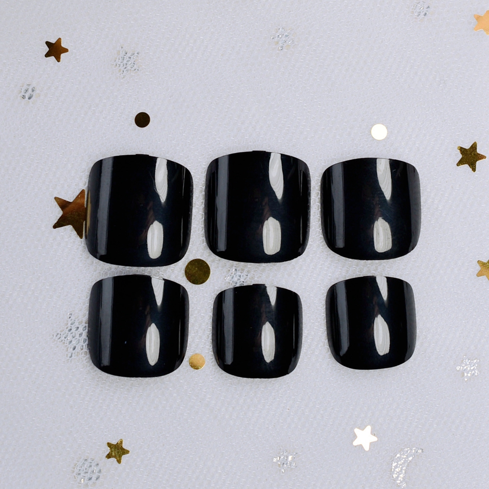 

Classic Black Fake Toenails DIY Fashion Toe Nails 24pcs Acrylic False Toes Art Tips for Foot, White