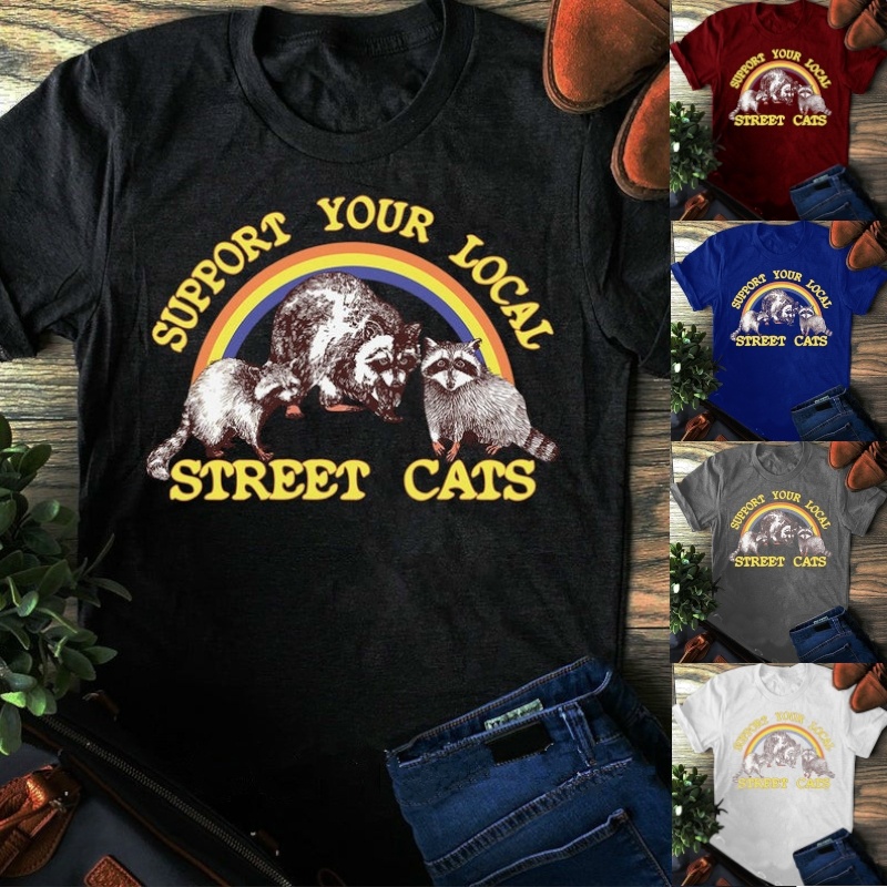 

Januarysnow Fashion Racoon Vintage Shirt Graphic Tee Short Sleeve Funny T-Shirts, White