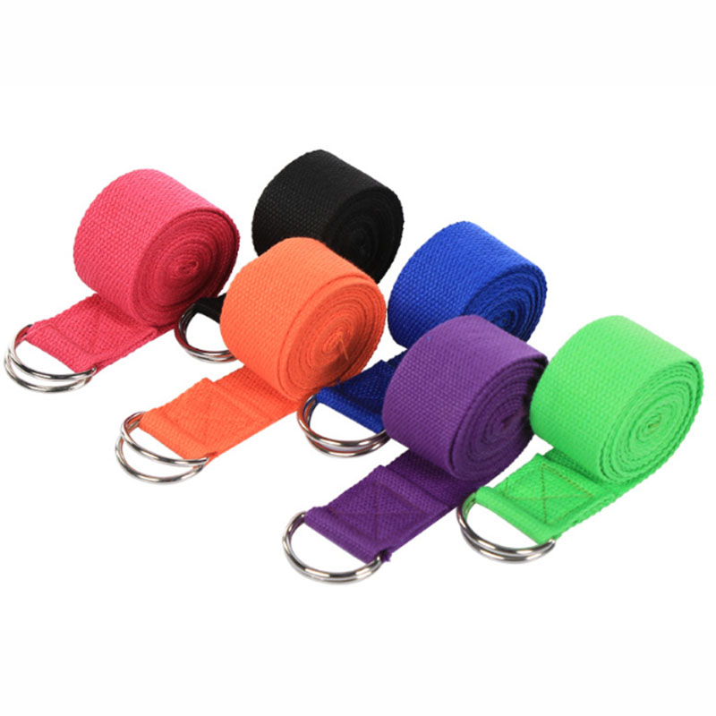

New Multi-Colors Women Yoga Stretch Strap D-Ring Belt Fitness Exercise Gym Rope Figure Waist Leg Resistance Fitness Bands Cotton, Black