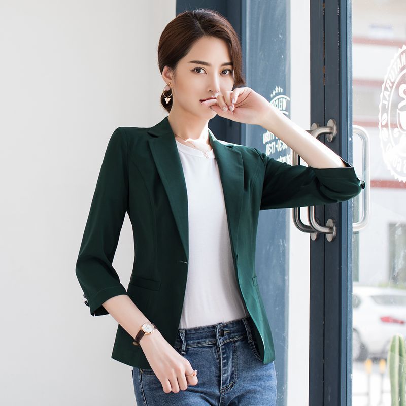 

2020 Spring Autumn Fashion Blazer Jacket Women Suit European Work Thin Suit Blazer Long Sleeve Mujer Outerwear 19, Apricot